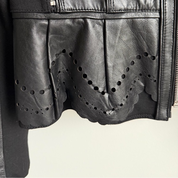 White House Black Market Black Leather Moto Biker Jacket - Picture 4 of 6